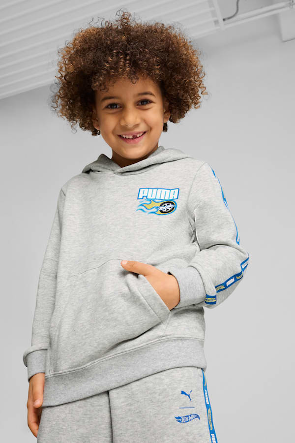 PUMA x HOT WHEELS™ Hoodie Kids, Light Gray Heather, extralarge-GBR