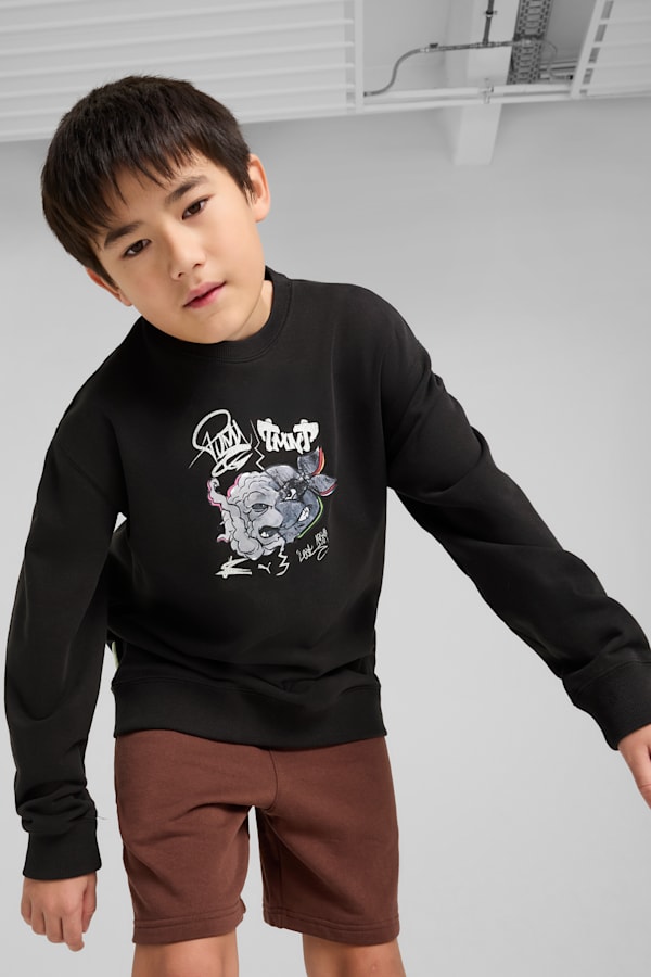 PUMA x TMNT Relaxed Graphic Crew Youth, PUMA Black, extralarge-GBR