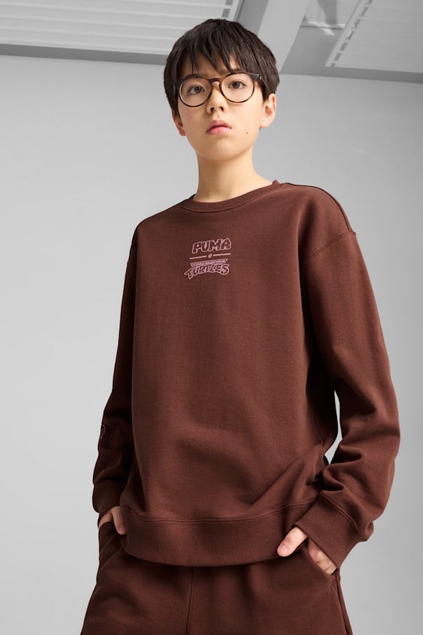 PUMA x TMNT Relaxed Graphic Crew Youth, Chocotart, extralarge-GBR