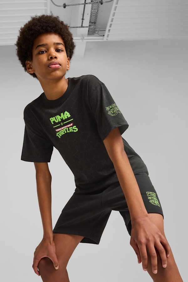 PUMA x TMNT Relaxed All-Over Print Tee Youth, PUMA Black, extralarge-GBR