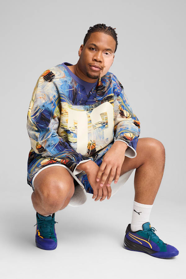 Dylan Exhibit Hockey-Inspired Basketball Sweater Men, Vivid Blue-AOP, extralarge