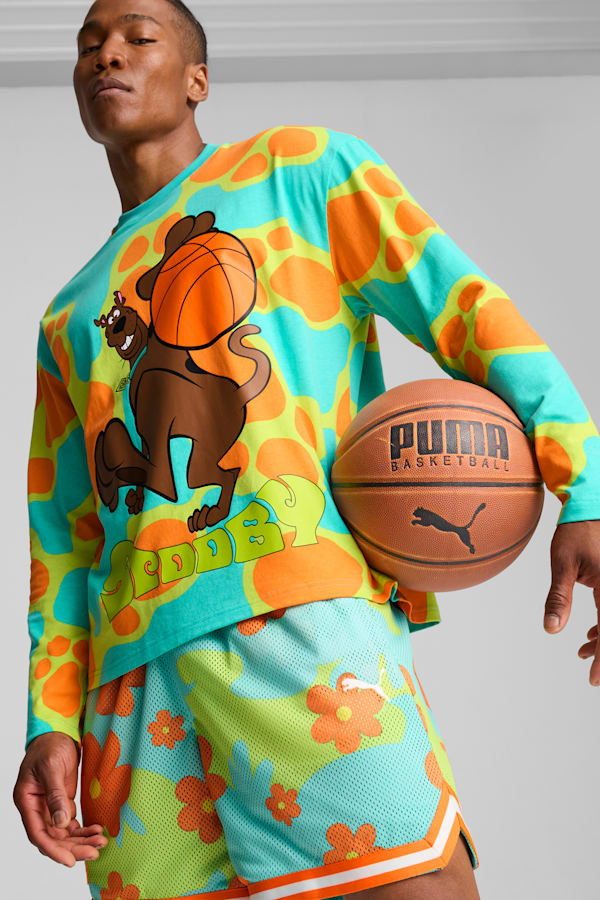 PUMA HOOPS x SCOOBY DOO Long Sleeve Top Men, Aquatic-Lime Smash-AOP, extralarge