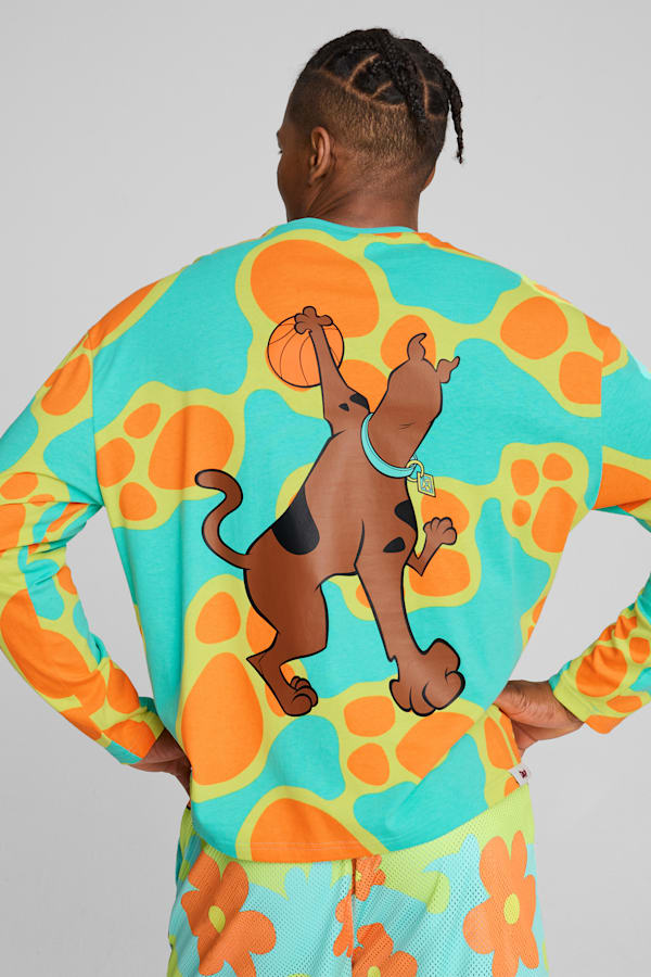 PUMA HOOPS x SCOOBY DOO Long Sleeve Top Men, Aquatic-Lime Smash-AOP, extralarge