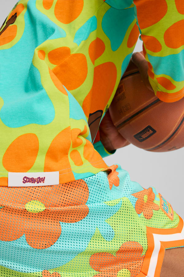 PUMA HOOPS x SCOOBY DOO Long Sleeve Top Men, Aquatic-Lime Smash-AOP, extralarge