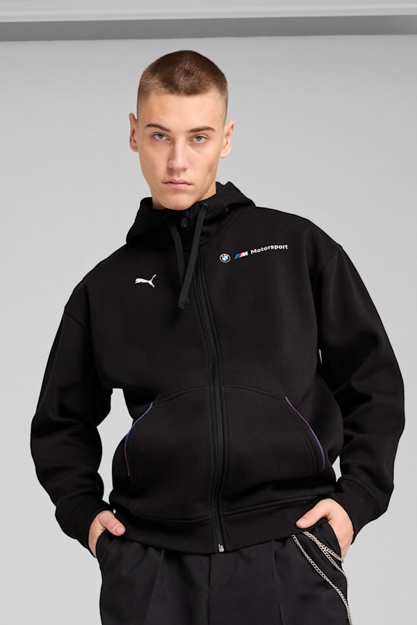 BMW M Motorsport Essentials+ Hooded Fleece Jacket Men, PUMA Black, extralarge