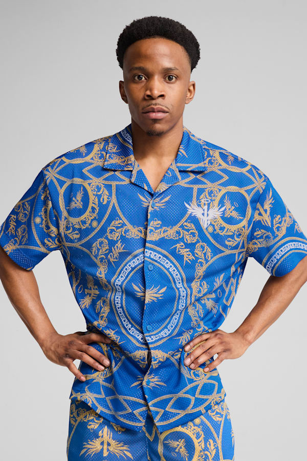 Melo Golden Basketball Shirt Men, PUMA Team Royal-AOP, extralarge