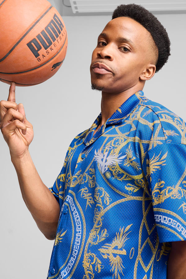 Melo Golden Basketball Shirt Men, PUMA Team Royal-AOP, extralarge