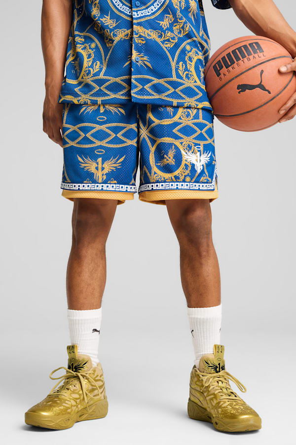 Golden Basketball Shorts Men, PUMA Team Royal-AOP, extralarge