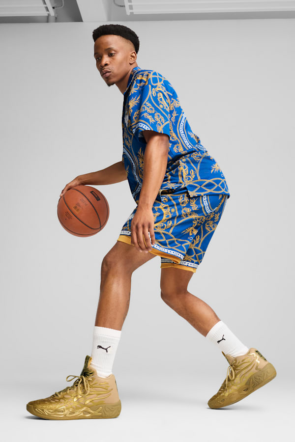 Golden Basketball Shorts Men, PUMA Team Royal-AOP, extralarge