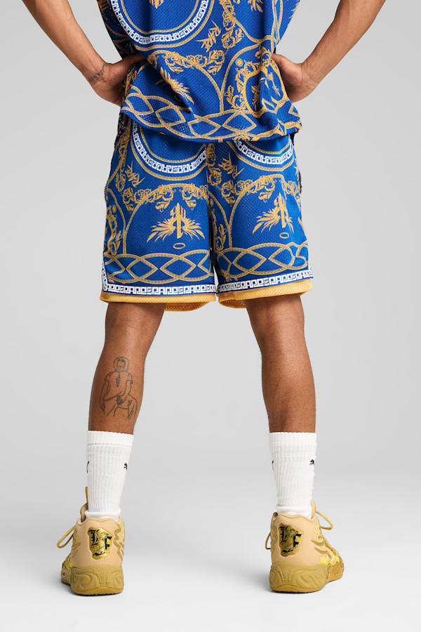 Golden Basketball Shorts Men, PUMA Team Royal-AOP, extralarge