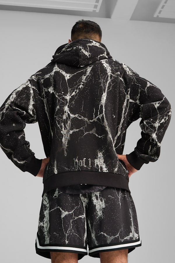 PUMA HOOPS x LAFRANCÉ Written in Chrome Hoodie Men, PUMA Black-Puma White AOP, extralarge