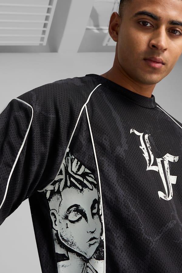 PUMA HOOPS x LAFRANCÉ Written in Chrome Jersey Men, PUMA Black-Flat Medium Gray AOP, extralarge