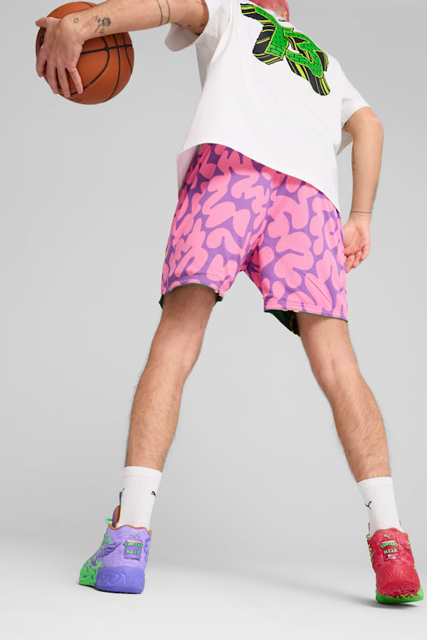 PUMA x TMNT Reversible Basketball Shorts Men, Vine-Ultra Violet-Fast Pink, extralarge