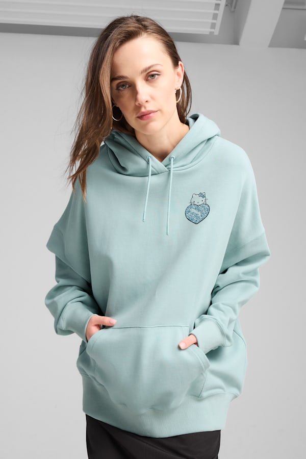 PUMA x HELLO KITTY AND FRIENDS Graphic Oversized Hoodie Women, Modern Mint, extralarge-GBR