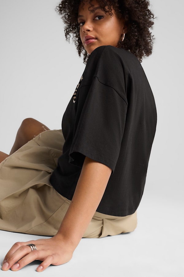 LEO LUXE Oversized Short Tee Women, PUMA Black, extralarge