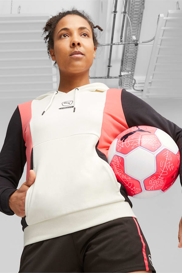 PUMA Queen Women's Football Hoodie, Electric Blush-Warm White-PUMA Black, extralarge