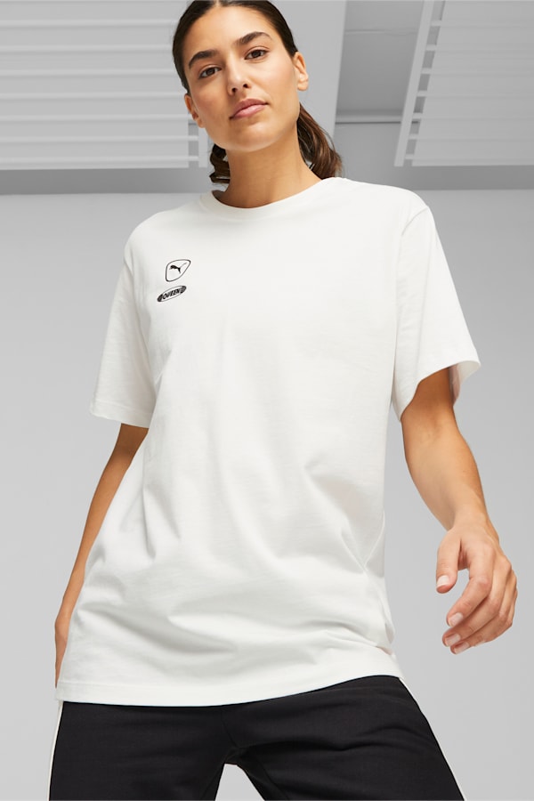 PUMA Queen Women's Football Tee, Electric Blush-Warm White-PUMA Black, extralarge