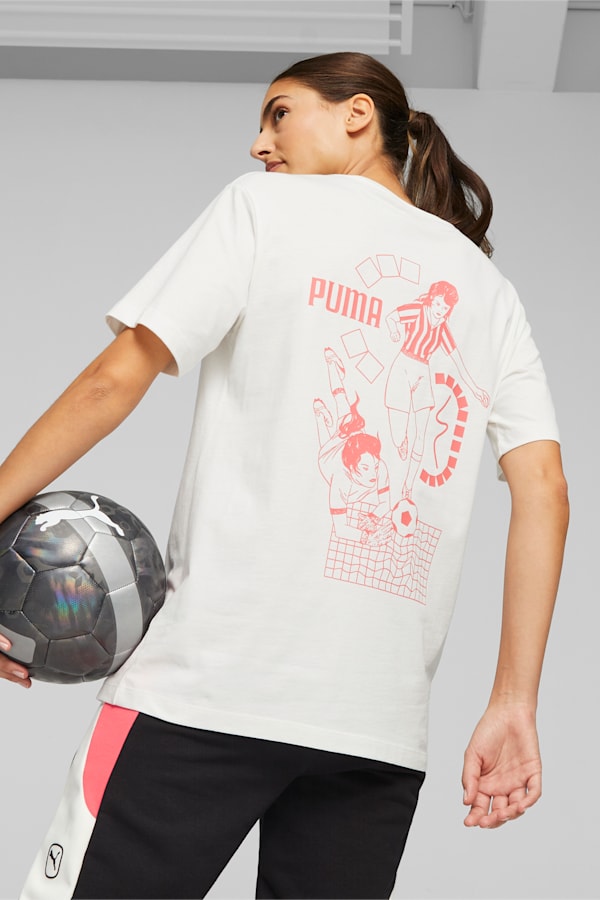 PUMA Queen Women's Football Tee, Electric Blush-Warm White-PUMA Black, extralarge