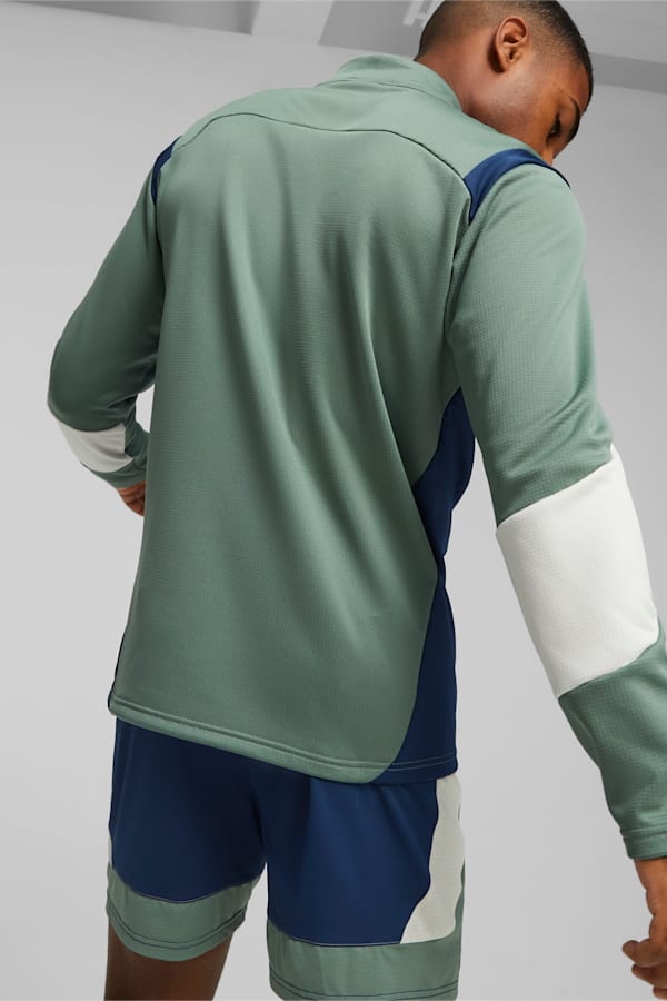 KING Pro Men's Football Quarter-zip Top, Sedate Gray-Persian Blue, extralarge-GBR