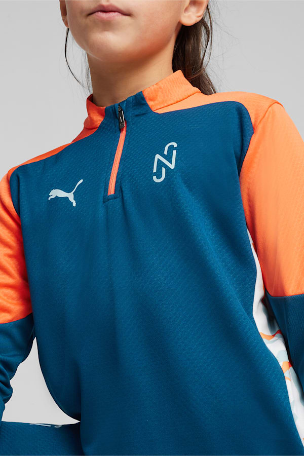 PUMA x NEYMAR JR Creativity Youth Quarter-Zip Football Top, Ocean Tropic-Hot Heat, extralarge