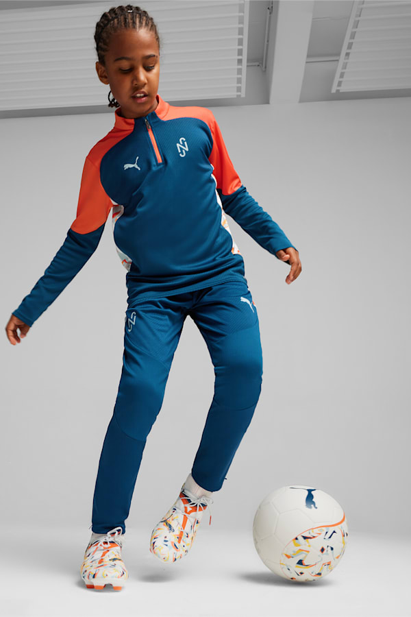 PUMA x NEYMAR JR Creativity Youth Quarter-Zip Football Top, Ocean Tropic-Hot Heat, extralarge