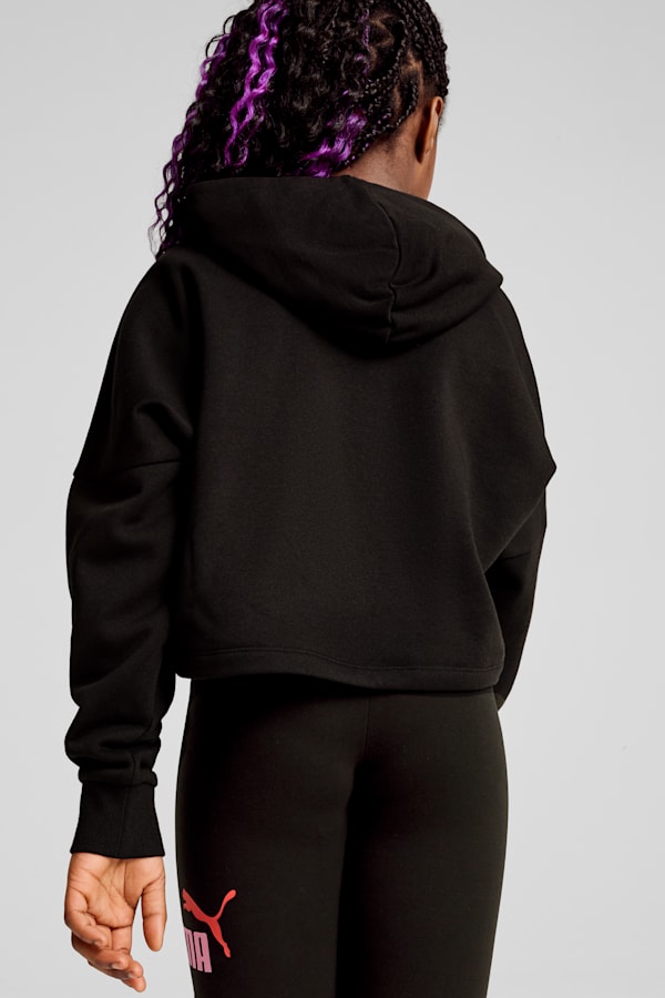 Essentials Logo Cropped Hoodie Youth, PUMA Black, extralarge
