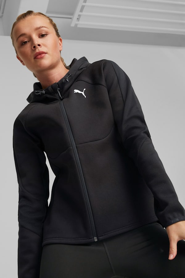 EVOSTRIPE Full-Zip Hoodie Women, PUMA Black, extralarge