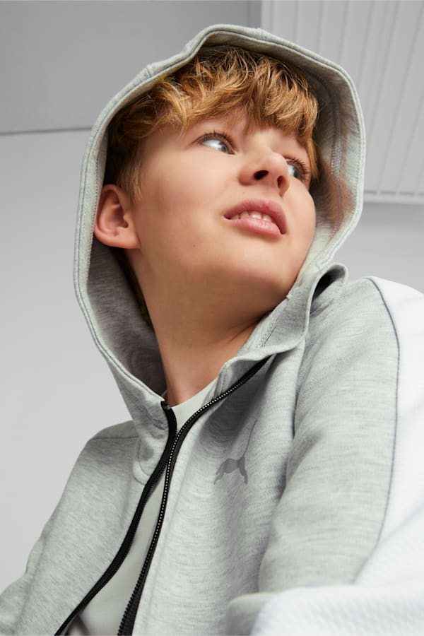 Recycled Content: Evostripe Full-Zip Hoodie Youth, Light Gray Heather, extralarge