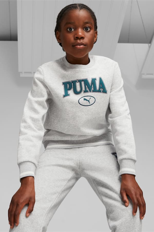 PUMA SQUAD Youth Sweatshirt, Light Gray Heather, extralarge