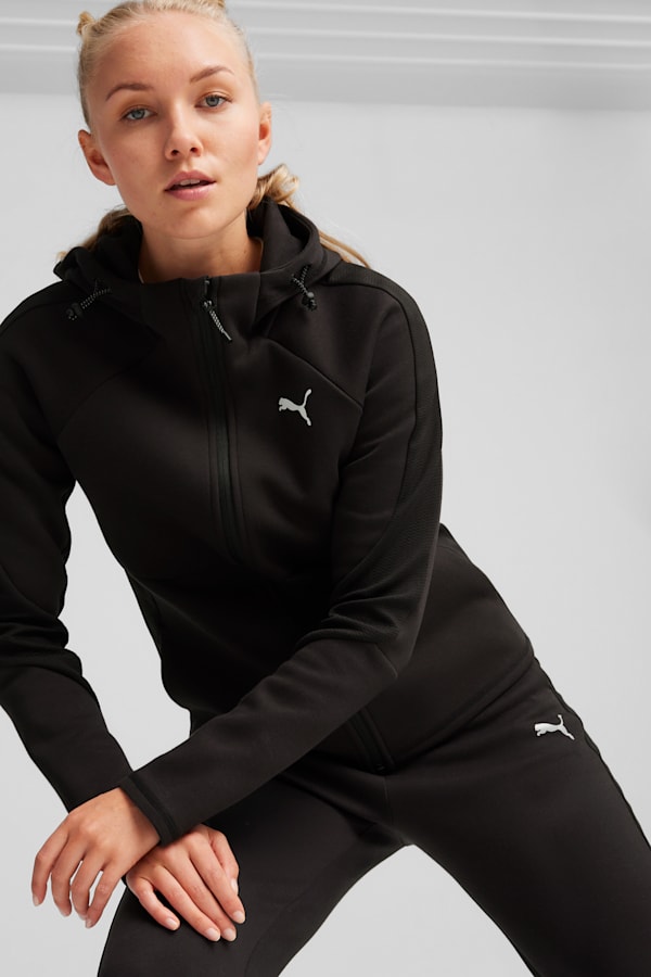 EVOSTRIPE Women's Full-Zip Hoodie, PUMA Black, extralarge