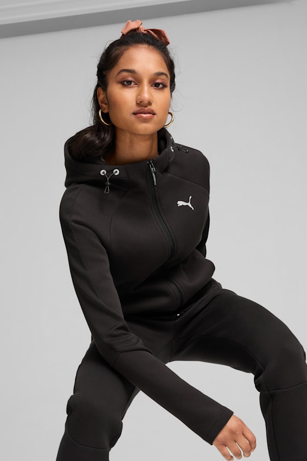 EVOSTRIPE Full-Zip Hoodie Women, PUMA Black, extralarge