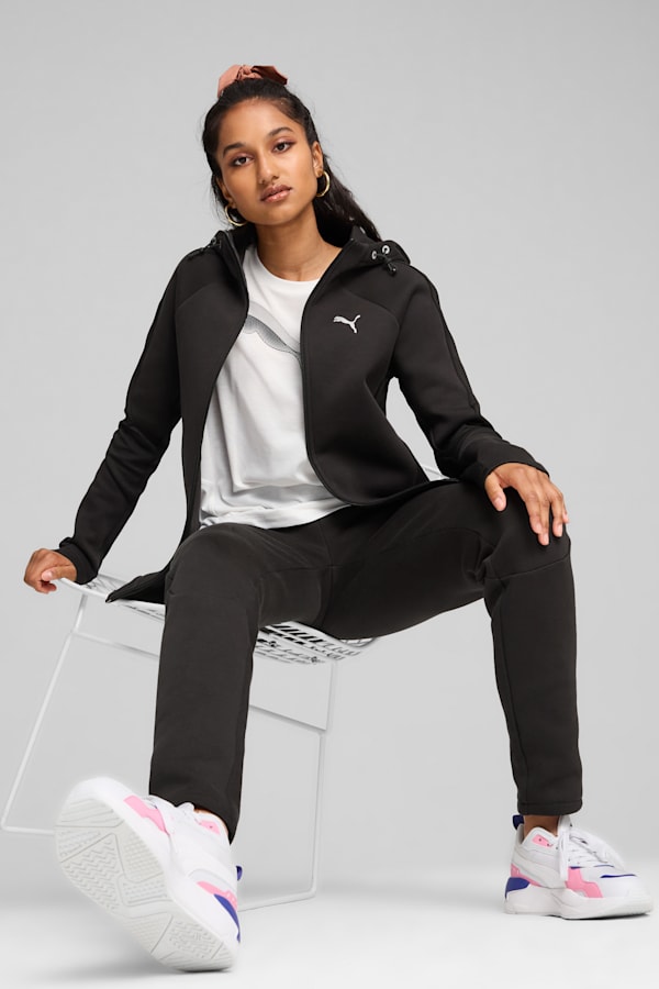 EVOSTRIPE Full-Zip Hoodie Women, PUMA Black, extralarge