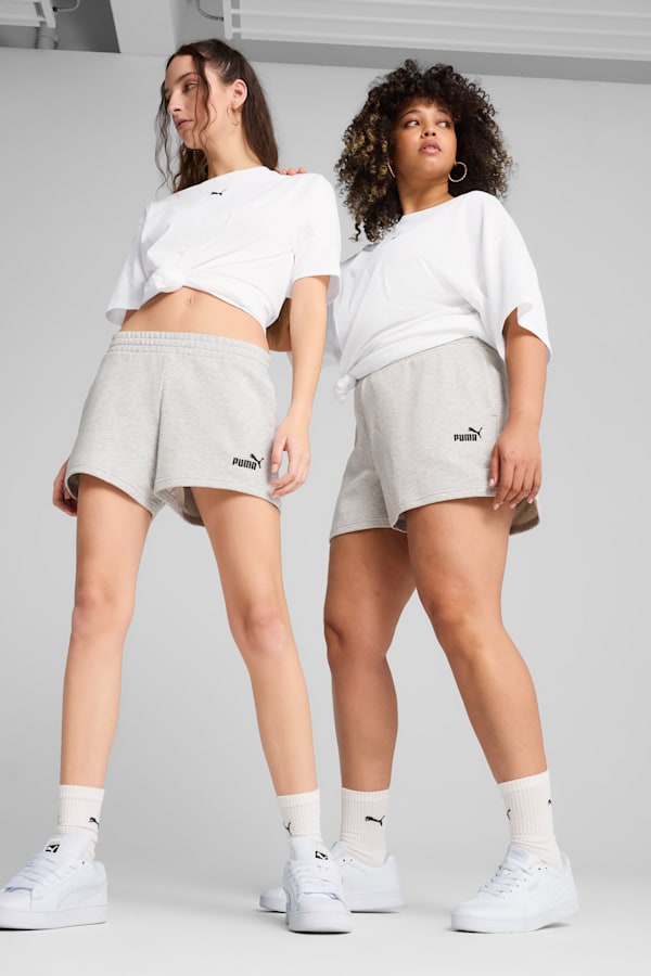ESS Small No. 1 Logo 4'' Shorts Women, Light Gray Heather, extralarge