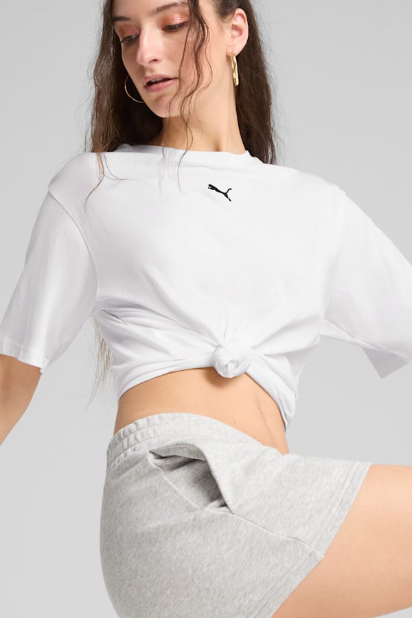 ESS Small No. 1 Logo 4'' Shorts Women, Light Gray Heather, extralarge