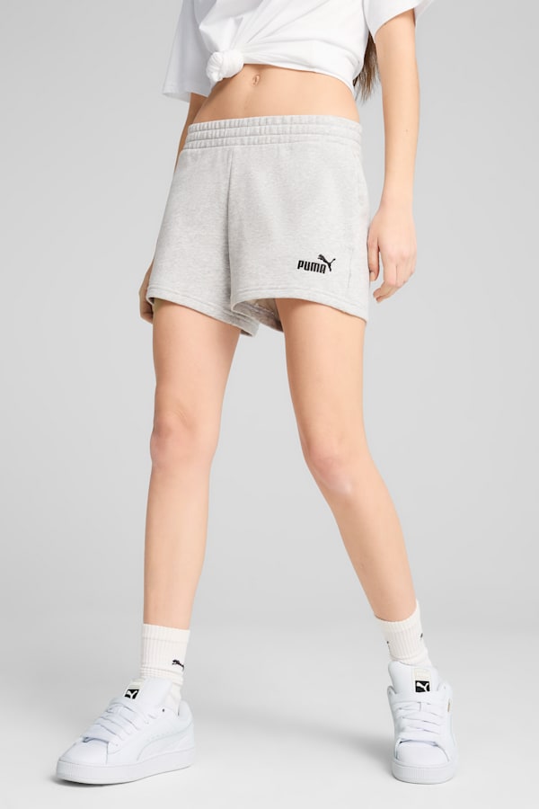 ESS Small No. 1 Logo 4'' Shorts Women, Light Gray Heather, extralarge