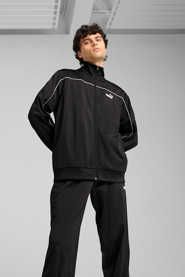 Poly Piping Tracksuit Men, PUMA Black, extralarge