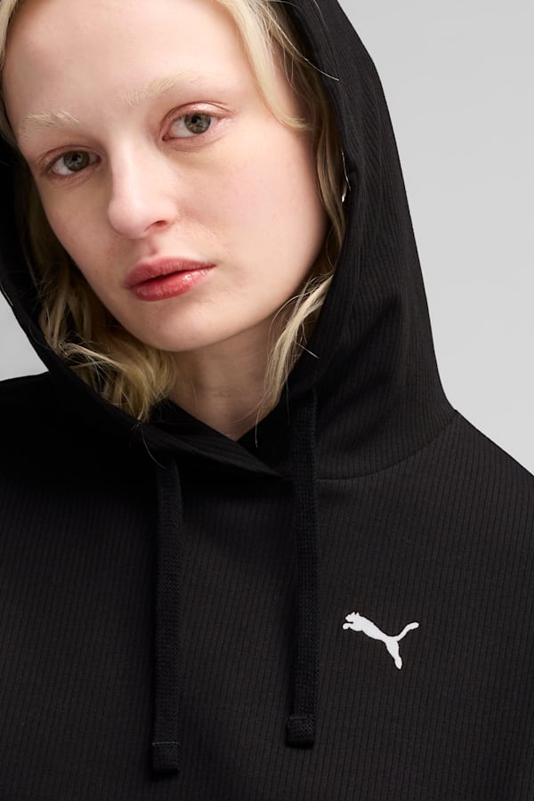 ESS ELEVATED Comfort Rib Hoodie Women, PUMA Black, extralarge