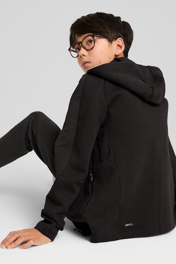EVOSTRIPE Full-Zip Hoodie Youth, PUMA Black, extralarge