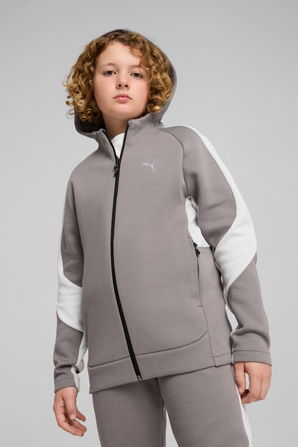 EVOSTRIPE Full-Zip Hoodie Youth, Cast Iron, extralarge