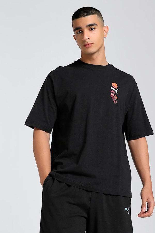 Floral Sport Graphic Boxy Tee Men, PUMA Black, extralarge-GBR