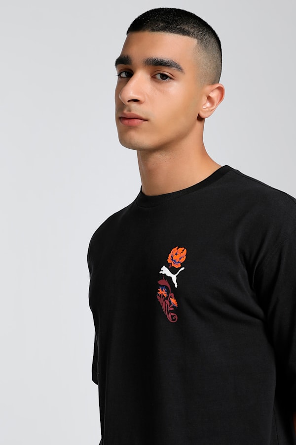 Floral Sport Graphic Boxy Tee Men, PUMA Black, extralarge-GBR