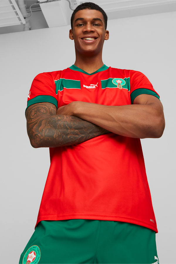 Morocco 2024 Home Jersey Men, Puma Red-Power Green, extralarge