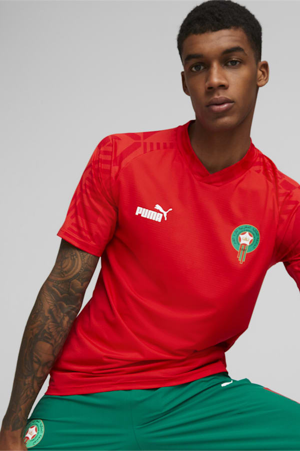 Morocco Football Pre-match Jersey Men, Puma Red-Power Green, extralarge