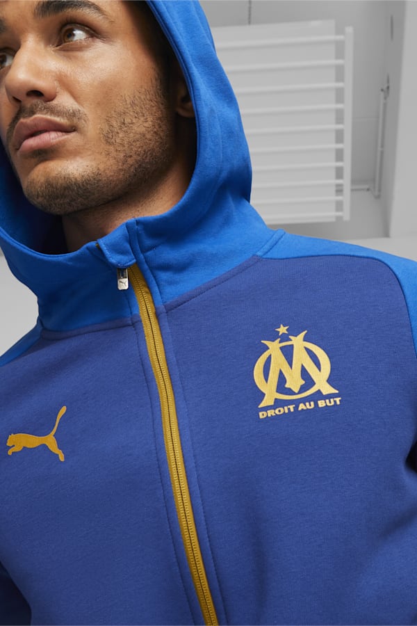 Olympique de Marseille Football Casuals Hooded Jacket, Clyde Royal-PUMA White, extralarge