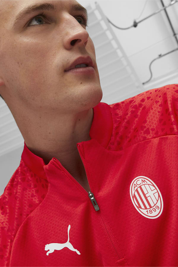 AC Milan Football Training Quarter-zip, For All Time Red-Feather Gray, extralarge