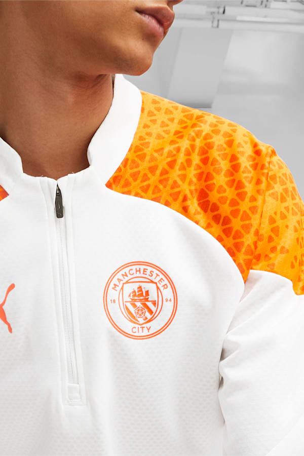 Manchester City Football Quarter-zip, PUMA White-Orange Popsicle, extralarge-GBR