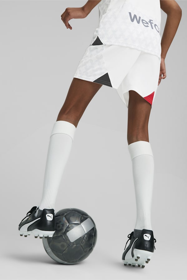 AC Milan Youth Football Shorts, PUMA White-Feather Gray, extralarge