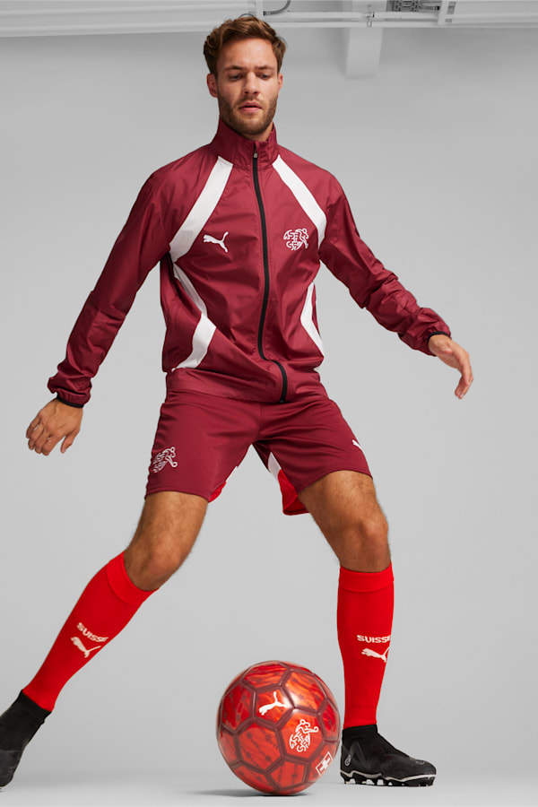 Switzerland Pre-match Woven Jacket, Team Regal Red-PUMA White, extralarge