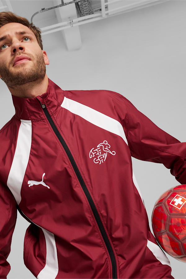 Switzerland Pre-match Woven Jacket, Team Regal Red-PUMA White, extralarge