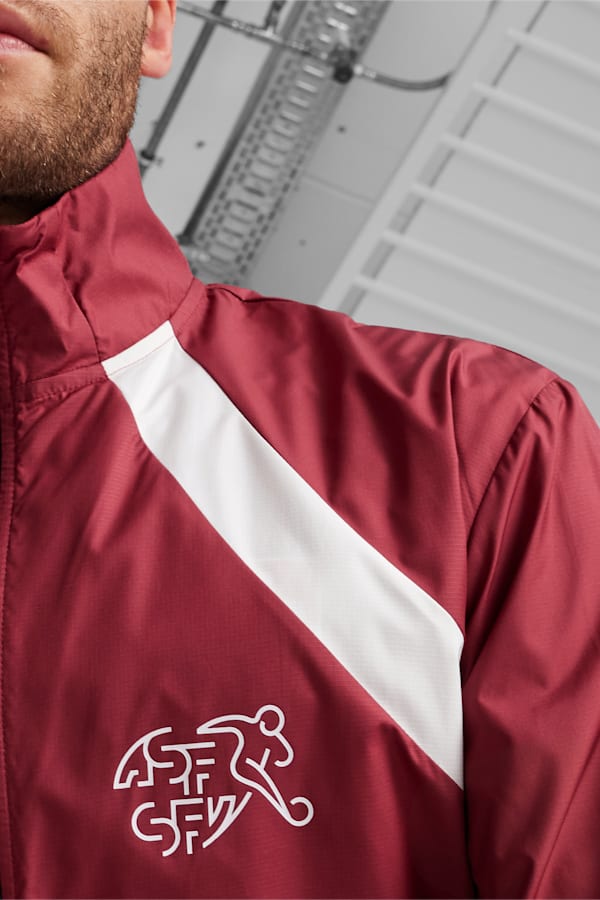 Switzerland Pre-match Woven Jacket, Team Regal Red-PUMA White, extralarge